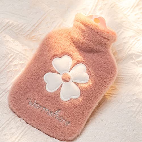 LANMOU Hot Water Bottle with Soft Cover, Hot Water Bag with Soft Faux Fur Warm for Period Pain, Neck and Shoulders, Back Great Gift for Women, Seniors & Children (1000ml,pink)