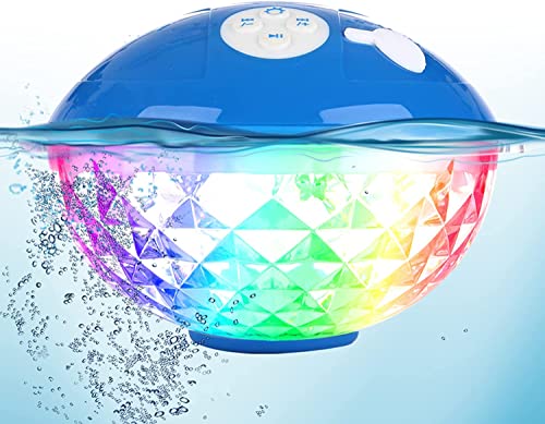 KingSom Altavoces Bluetooth Portatiles,Altavoz Flotante Impermeable IPX7 con Luces LED de Colores,Ilamada Manos Libres Altavoz de Ducha Inalámbrico para Bañera de Hidromasaje SPA Viajes Fiesta
