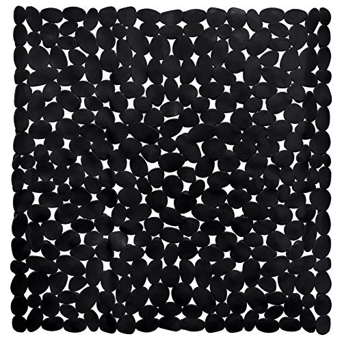 Brandsseller- Alfombrilla de Ducha Antideslizante en Efecto Piedra con Ventusa Negro 53x53cm