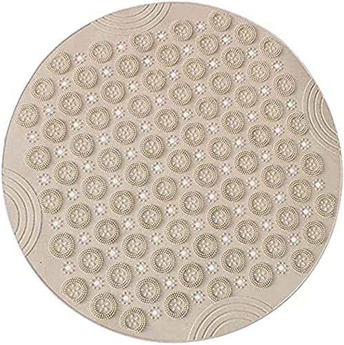 VSUSN Alfombrillas para Ducha Redonda Alfombra de Ducha PVC Alfombra de Baño Antideslizante Alfombrillas de Baño Alfombrillas para Bañera con Ventosas Lavable en la Lavadora 55x55cm,Caqui