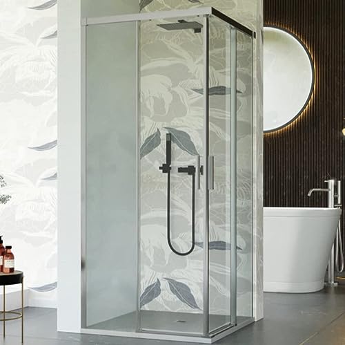 IMPERIAL BAGNO - Mampara de ducha de dos lados angulares deslizantes transparentes de 6 mm, único H195-80x100 (70x120)