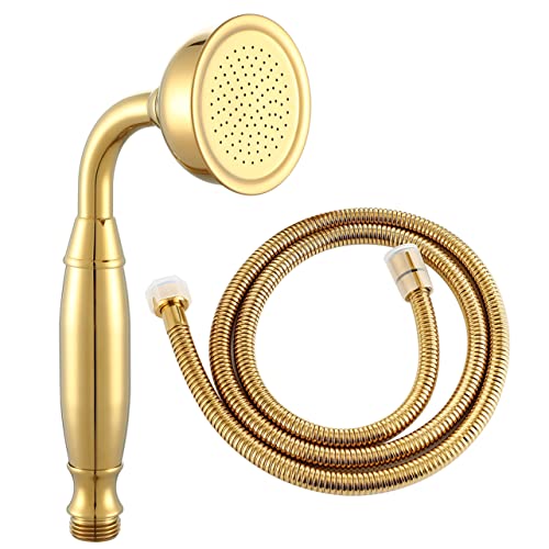 Ownace Rociador de ducha victoriano de latón tradicional para teléfono dorado con manguera de ducha de 1,5 m para reemplazo de sala de batnroom