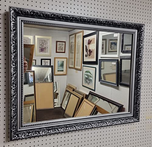 Modec Mirrors Espejo de Pared de Cristal Liso Plateado Adornado, 71 cm x 56 cm