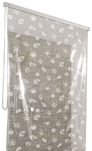 Kleine Wolke 3321114747 - Cortina de ducha enrollable para cassette vacío (128 x 240 cm), diseño de conchas, color blanco