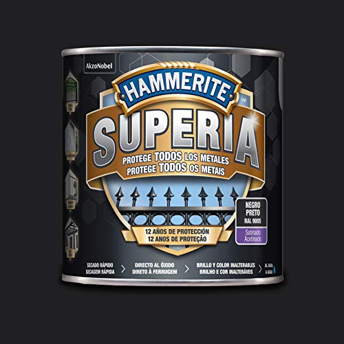 Hammerite Superia Esmalte antioxidante al agua Satinado Negro 2,5 L