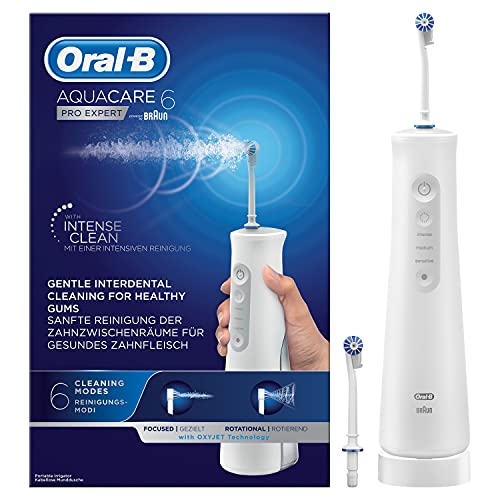 Oral-B Aquacare Pro-Expert Irrigador Dental Portátil con Tecnología Oxyjet y 6 Modos de Limpieza - Blanco