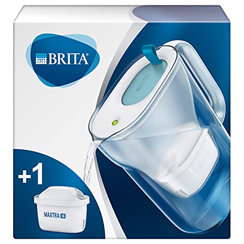 BRITA Style azul - Jarra de Agua Filtrada con 1 cartucho MAXTRA+, Filtro de agua BRITA que reduce la cal y el cloro, Agua filtrada para un sabor óptimo, 2.4L