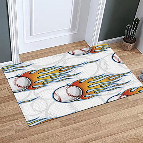 Alfombra Baño,Alfombra Ducha Antideslizante,Pelotas voladoras continuas de béisbol con diseño clásico Fanáticos del deporte Patrón temático.Az,Alfombra de baño para baño,ducha,dormitorio,cocina,puerta