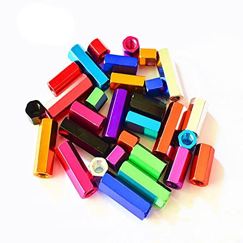 2PCS M6 Tornillos espaciadores Tuercas Aleación de aluminio Separador hexagonal Columna espaciadora Cabeza plana Doble paso Múltiples colores Longitud 5-60mm-M6,20mm, Morado