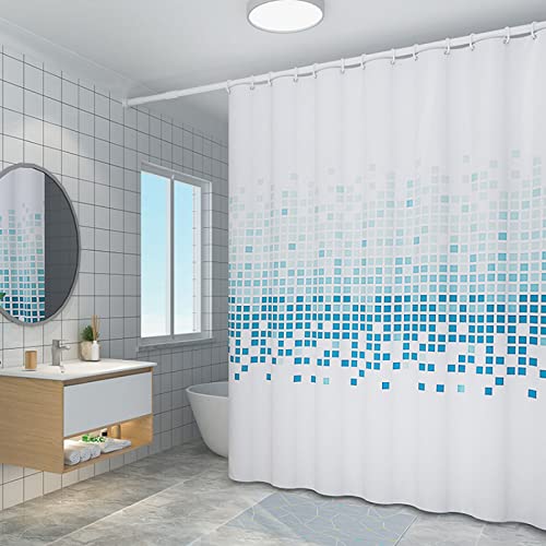 YTITILUCK Cortina de poliéster de Mosaico Azul Cortina de Ducha Impermeable Adecuada para baño Puesto de bañera Cortina de Ducha Decoración 200x200cm Cuadrado-Cortina de Ducha