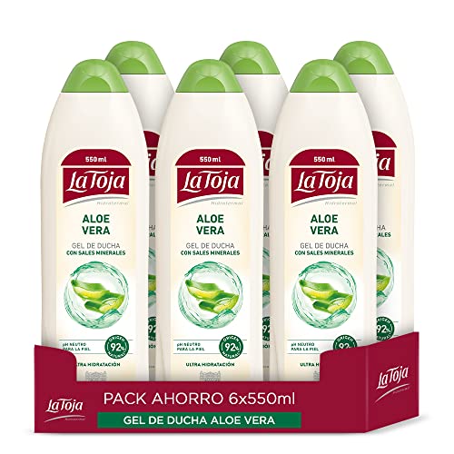 La Toja - Gel Crema de Ducha Aloe Vera - pack de 6 de 550ml (3.300ml)-  Máximo Cuidado para Todos - Piel Suave, Elástica y Tersa