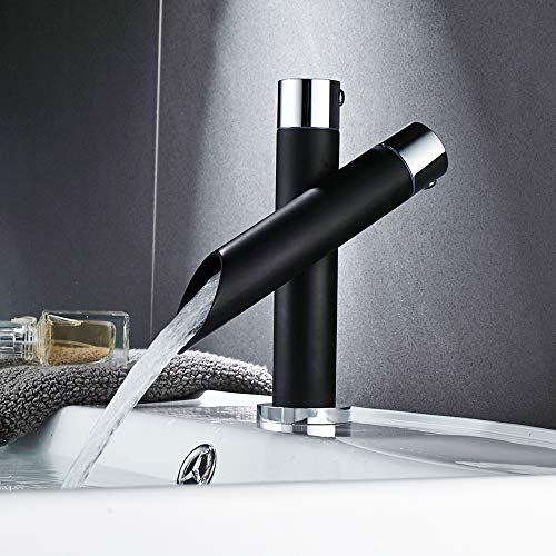 Grifería para Lavabo de Diseño Moderno Color Negro Monomando con 1 Palanca Cascada Comercial para Grifo de Cocina de Baño