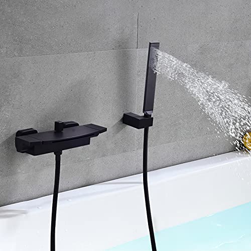 Cascada - Grifo de ducha para bañera, color negro
