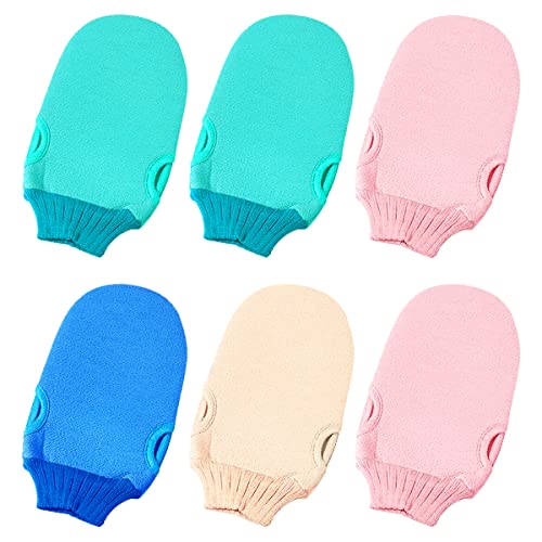 Guante de Baño Exfoliante,Osuter 6PCS Guante Exfoliante Corporal Ducha Manoplas Exfoliantes Guante de Limpieza Corporal para Ducha Spa Masaje