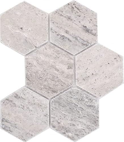 Mosaico de piedra natural travertino gris blanco mate pared suelo cocina baño ducha ducha MOS42-HX147