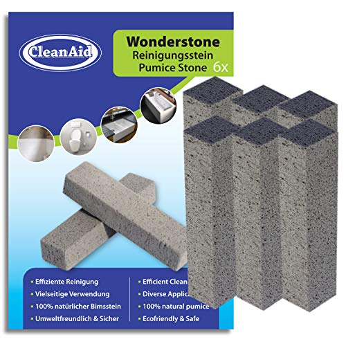 CleanAid Wonderstone - Piedra Pómez para limpiar el baño - Piedra limpiadora ideal para baños, inodoros, duchas, grifos, cocinas, planchas, azulejos y mucho más - Piedra de limpieza Pómez natural