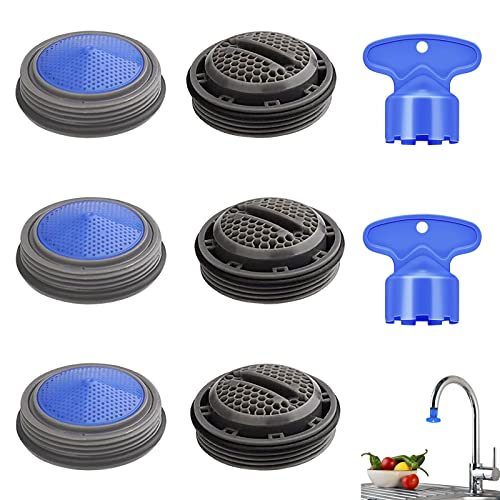 JNZLT 6 unidades de regulador de chorro, filtro de grifo de grifo de plástico incorporado con 2 llaves de perlador para cocina y baño (color mezclado)