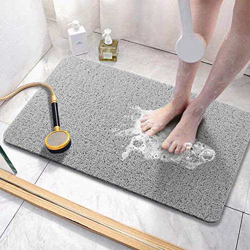 Bingobang Alfombrillas de baño antideslizantes, de goma, 60 x 40 cm, antimoho, lavable a máquina, para suelo de baño, bañera (gris)