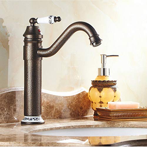 Grifos de lavabo Grifos De Lavabo Giratorios Para Lavabo Grifería De Baño De Bronce Rojo Romano Con Grifo De Cerámica Grifos De Agua Grúa De Latón