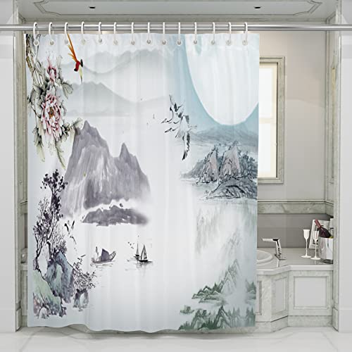 Cortina de ducha impermeable con forro de ducha resistente al moho y al moho, tela de poliéster con ganchos para bañera y cabina de ducha, 275 x 183 cm