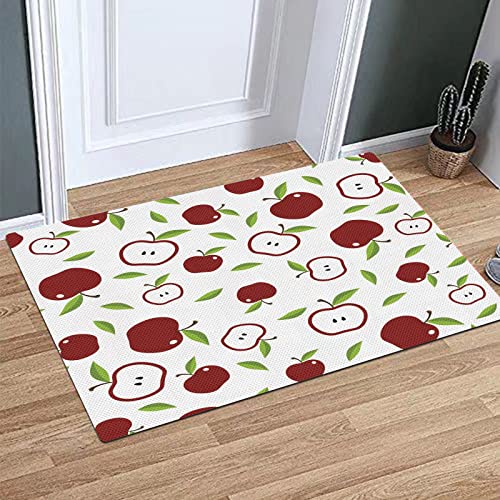 BOMEKS Alfombra Baño,Alfombra Ducha Antideslizante, Patrón Continuo de Frutas de mitades y Hojas repetidas sobre un Fondo Liso.Verde rubí,Alfombra de baño para baño,Ducha,Dormitorio,Cocina,Puerta