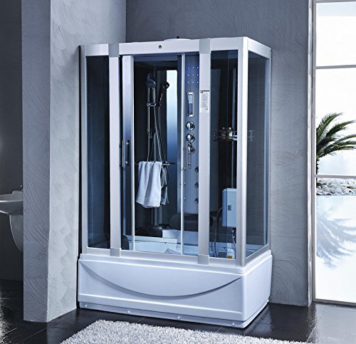 Bagno Italia Cabina y bañera de hidromasaje, 135 x 80 cm, 6 chorros con sauna, baño turco, radio FM 12 I