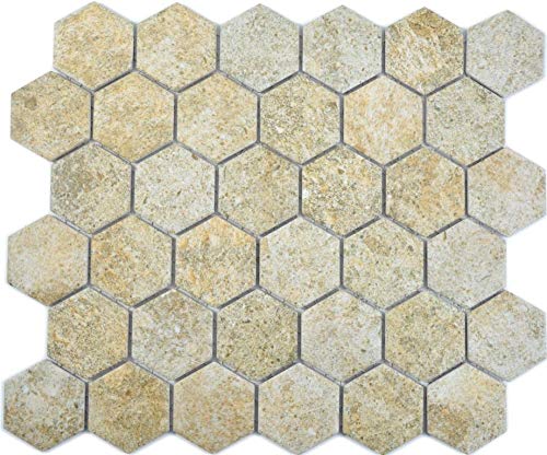 Mosaico de cerámica hexagonal, de granito, beige, para pared, suelo, cocina, ducha, baño, azulejos, azulejos, azulejos