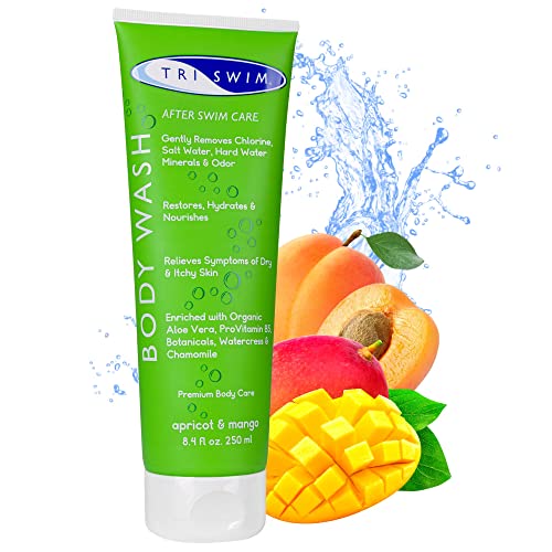 TRISWIM Gel De Ducha Hidratante Eliminador de Cloro para Nadadores Albaricoque Mango (250ml)