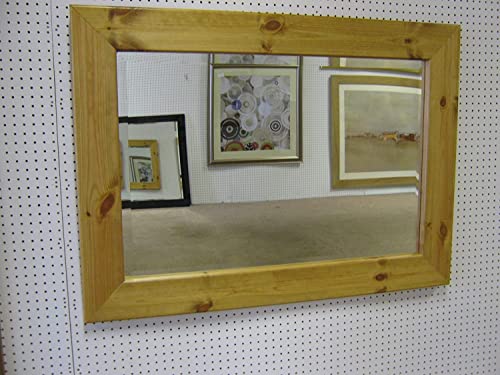 Modec Mirrors Espejo de Pared de Cristal Liso de Pino Liso, 100 mm, Color Roble Claro, 58 cm x 48 cm