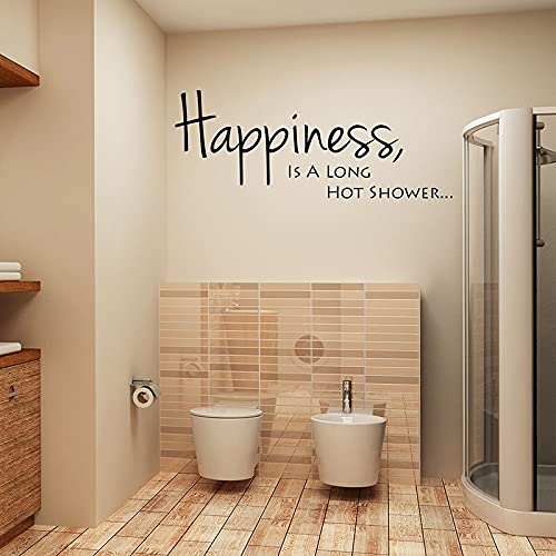 La felicidad es mucho tiempo ducha caliente etiqueta de la pared baño feliz decoración del hogar vinilo tatuajes de pared mural otro color 85x33 cm