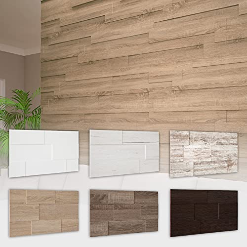 Revestimiento de pared HEXIM - Elegantes paneles 3D con 7 variantes de colocación, paneles de madera de MDF - (1,13m² wengué) paneles de techo diseño de pared elemento de madera diseño interior