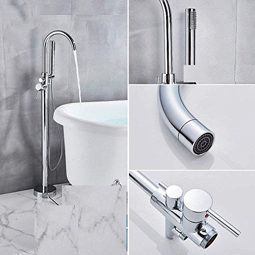 Grifo Para Bañera Grifo Cromado Para Lavabo De Bañera Grifo Monomando Para Bañera Montado En El Piso Grifo Monomando Independiente Para Baño De Agua Fría Y Caliente Juego De Ducha Para Baño Con Pata