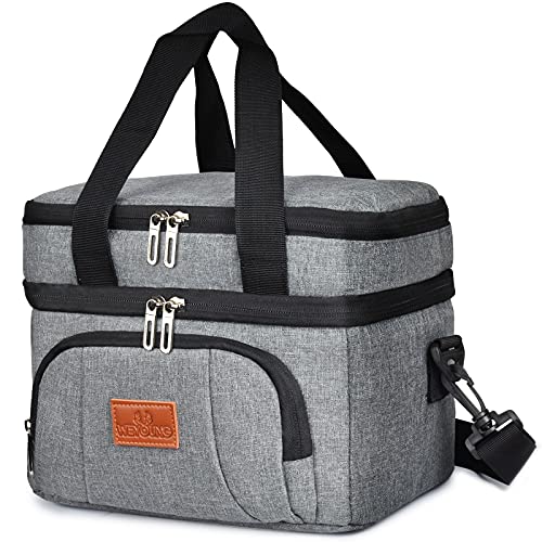 Bolsa Térmica Porta para Hombres Alimentos Termos Comida Trabajo Almuerzo Portátil Nevera Isotermica Bolsas para Niños Adulto Hombre Mujer Escuela Oficina Acampar Picnic Playa Viaje (Pequeño, Gris)