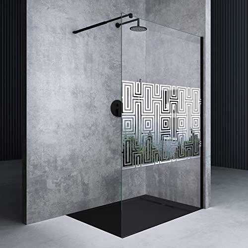 Mai & Mai® Mampara de ducha panel Bremen02DM 140x200 cm estabilizador de acero inoxidable mampara de ducha de vidrio de seguridad templado 10mm incl. nanorecubrimiento