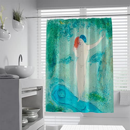 Tela de Cortina de Ducha de Pintura de fama Mundial para baño Obra de Artista Famoso Chagall Cortinas de Ducha de bañera de poliéster Impermeables W180xH220cm