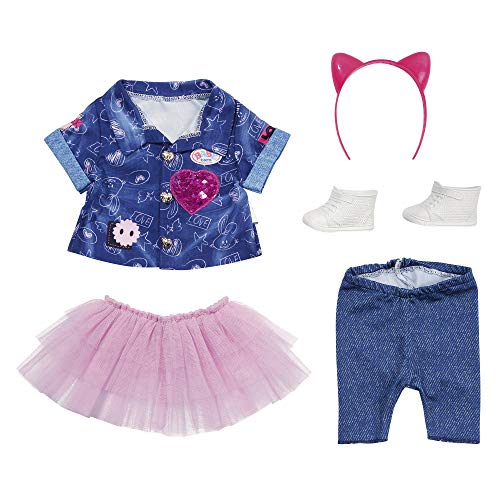 BABY born Deluxe Conjunto Vaquero para Muñecas de 43 cm, Para Manos Pequeñas, Promueve la Empatía y las Habilidades Sociales, Edad 3+, Incluye Falda, Leggings, Diadema y Más