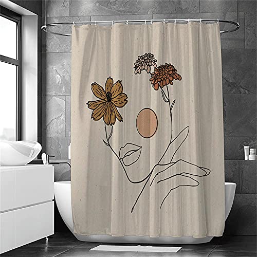 Flor Plant Girl Impermeable Anti-Moho Hotel Baño Cuarto de baño Durable con Cortina de Ducha Multifunción Multifunción Faded-120cmx180cm Cortina de Ducha fácil de Limpiar sin deformaciones