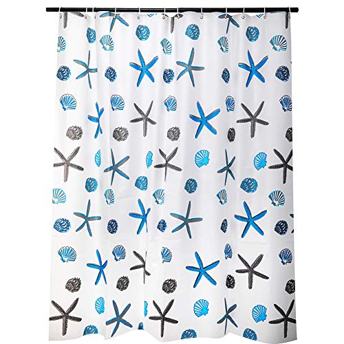 Meiosuns Cortina de baño Peva blanco, impermeable y resistente al moho, cortinas de baño, accesorios para el hogar con arandelas (120×180cm)