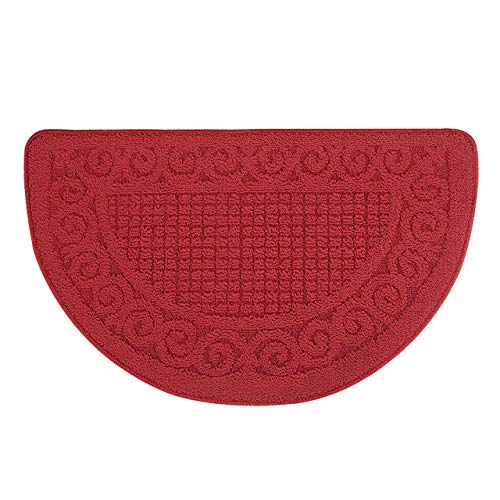 Gkmezmke Suave Cómodo AlfombraAlfombrillas semicirculares Rojas para el hogar, Almohadillas Antideslizantes absorbentes para el baño, 40 × 63 cm
