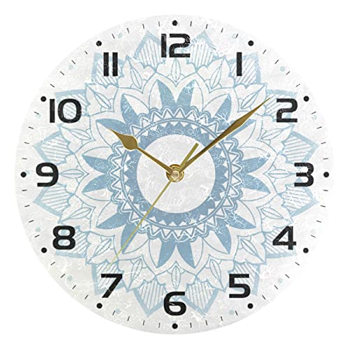 Reloj Boho minimalista de pared redondo para decoración de la habitación del hogar, reloj de cuarzo atómico, silencioso, Png, azul, funciona con pilas, relojes de 10 pulgadas, para dormitorio,