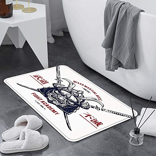 Alfombra de Baño Antideslizante 60x100 cm,Japonés, angustiado Rústico Destacado Obra gráfica de Top Heavy Samu,Alfombrillas Baño Microfibra Súper Suave Absorbente Tapete de Piso para Ducha,Cocina,Baño