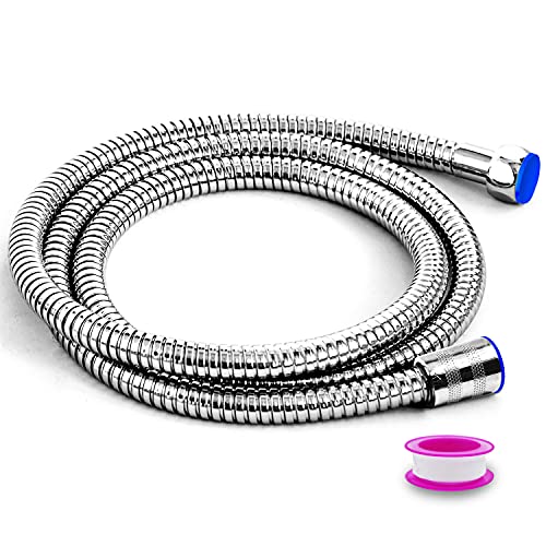 CZ Store Manguera de Ducha Flexible | 1,5 m | ✮✮GARANTÍA DE POR VIDA✮✮- Cable Flexible de Acero Inoxidable - Bañera, Lavabo- Tubo Cromado Antitorsión con Tapón Universal, Conector de Latón