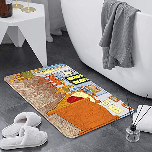 Alfombra de Baño Antideslizante 60x100 cm,Pared rústica Van Gogh Obra de arte Pintura al óleo Reproducción Dec,Alfombrillas Baño Microfibra Súper Suave Absorbente Tapete de Piso para Ducha,Cocina,Baño