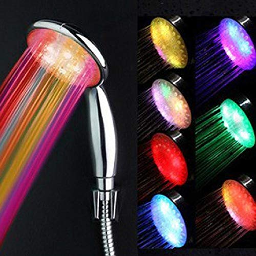 SENQIU LED Alcachofa de Ducha, Cabeza Ducha Alta Presion de Mano, Con Luces LED de 7 Colores 2 Tipos de Modos de Lluvia Ahorre 40% de Agua