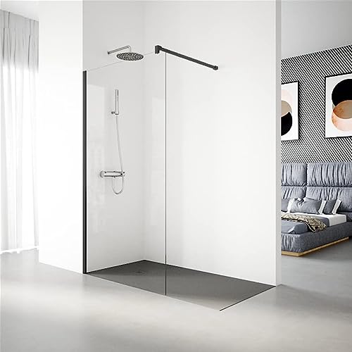 Mampara de ducha 1 hoja fija -120 cm - Perfil Negro- Vidrio templado 6 mm Transparente - Antical