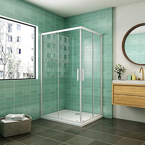 Cabina de ducha mampara de ducha corredera puerta 5mm cristal Aica 100x80cm con plato de ducha
