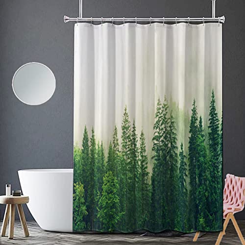 Lollanda Cortina de ducha de baño con impresión digital 3D, 180 x 180, 12 ganchos, cortina de baño impermeable y resistente al moho (bosque)