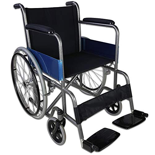 Mobiclinic®, Silla de ruedas plegable, Ligera, Alcázar, Autopropulsable, Freno de estacionamiento, Asiento 46cm, Marca española, Reposapiés abatibles, Reposabrazos acolchados, Resistente