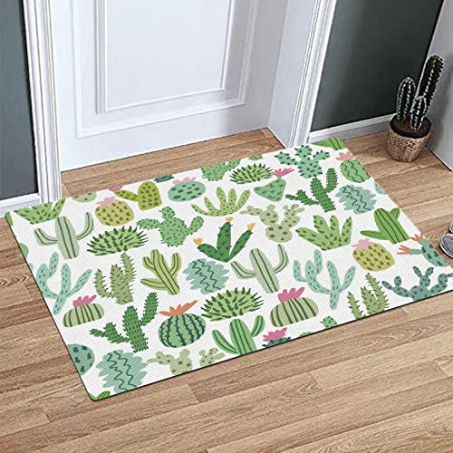 Alfombra Baño,Alfombra Ducha Antideslizante, Cactus Cactus continuos Plantas Tema mexicano Ilustración de bocetos sobre fondo liso.Espuma de m,Alfombra de baño para baño,ducha,dormitorio,cocina,puerta