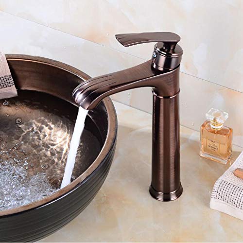 YHSGY Grifos de lavabo Grifos De Lavabo Latón Aceite Frotado Bronce Grifo Del Lavabo Grifería De Una Sola Palanca Lavabo Recipiente Grifo De Agua Grúa Negra